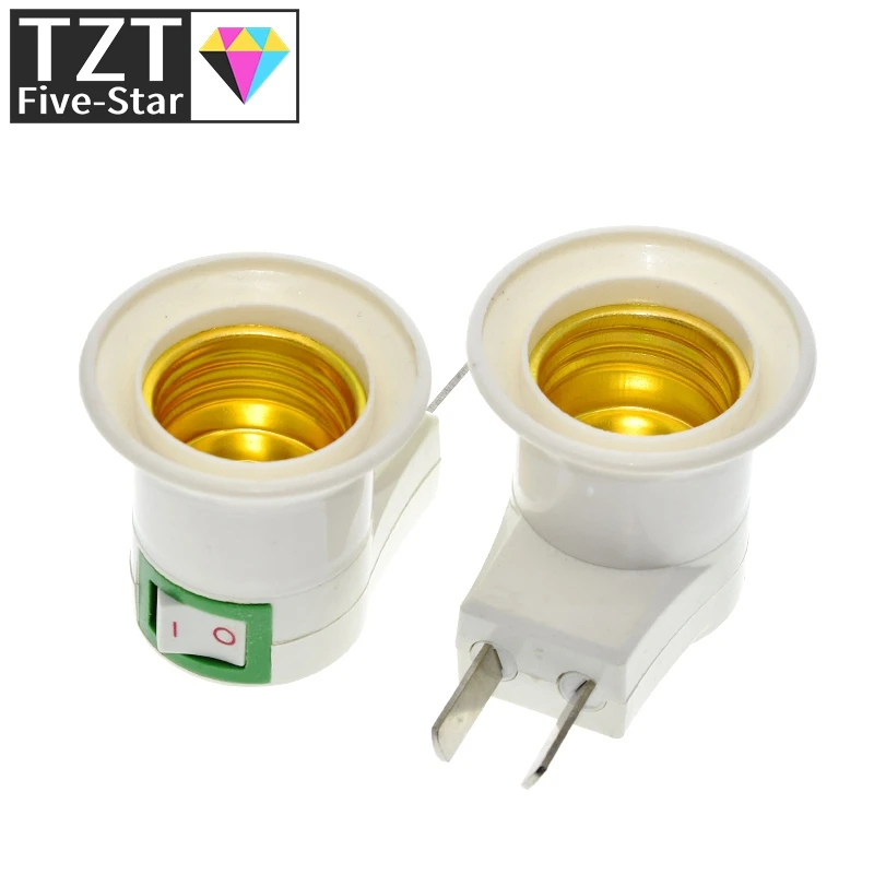 1PCS Hot Sell Practical White E27 LED Light Socket To US Plug Holder Adapter Converter ON/OFF For Bulb Lamp