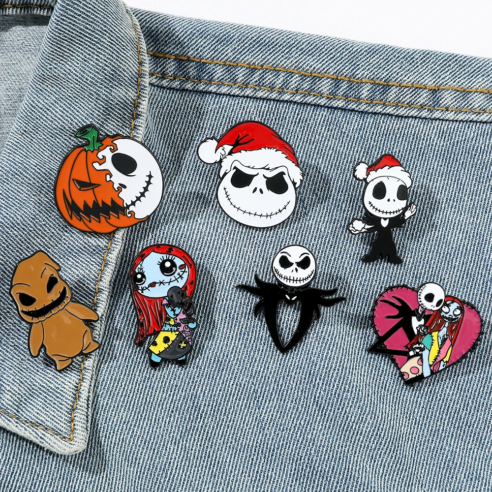 3/4/7 Pcs Creative The Nightmare Before Christmas Brooch Thriller Jack Skellington Sally Enamel Pin Backpack Clothing Jewelry Me