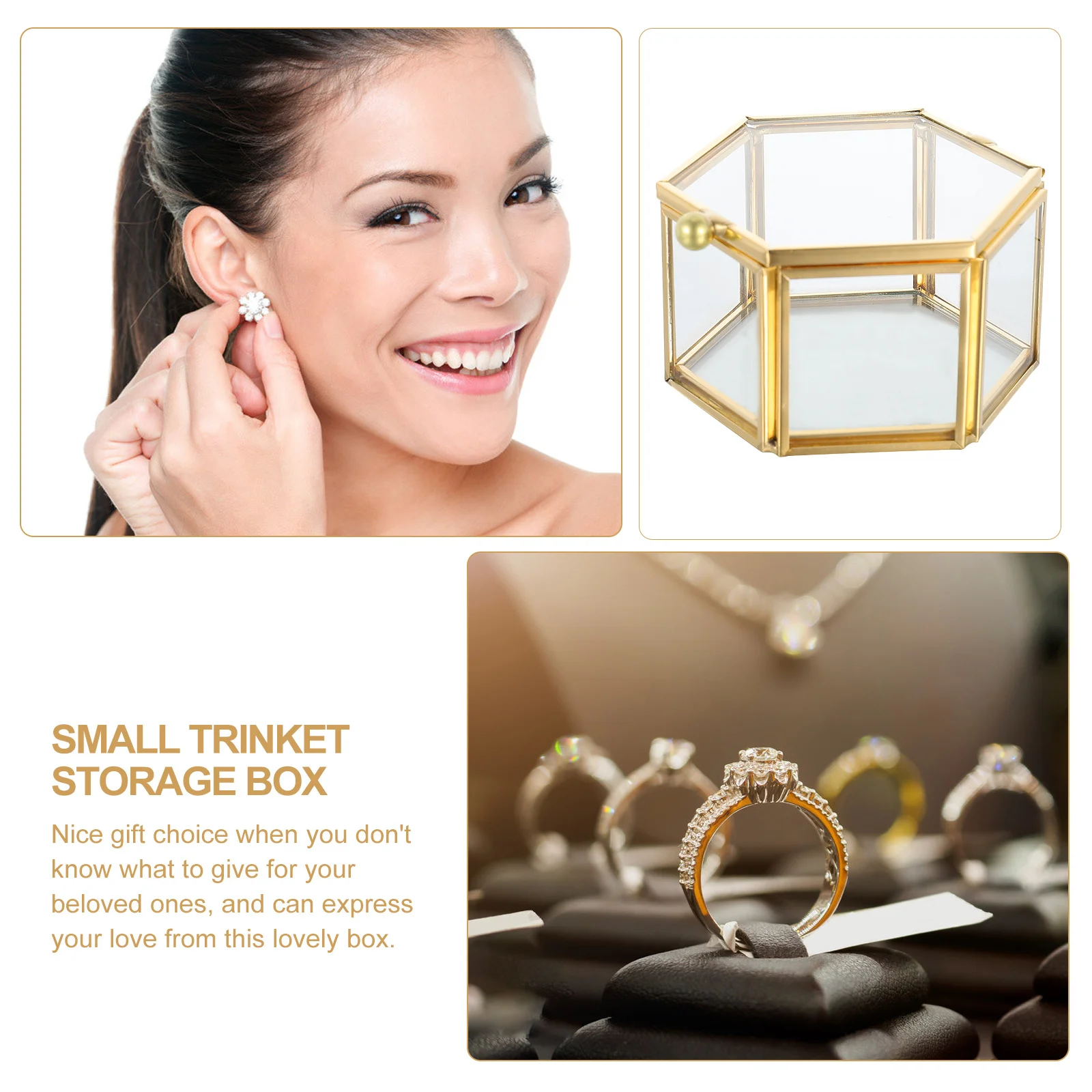 

Jewelry Craft Boxes Alloy Frame Storage Holders Hexagon Metal Golden Simple Bracelet