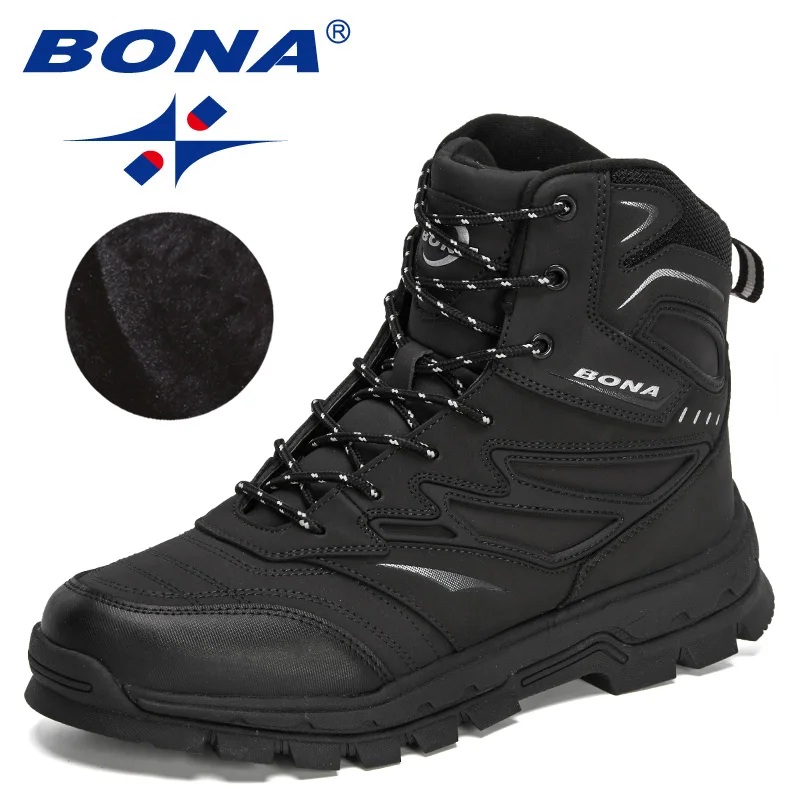 BONA 2023 New Designers Nubuck Winter Plush Boots Men Working Shoes Outdoor Hiking Warm Boots Man High Top Anti-Slip Footwear