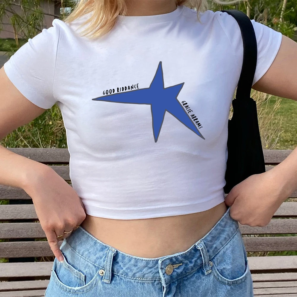 Blue Star Crop Tops Gracie Music Abrams Tee Good Riddance Tour Baby Tees Fans Gift Women Aesthetic Y2k Harajuku Crop Tops