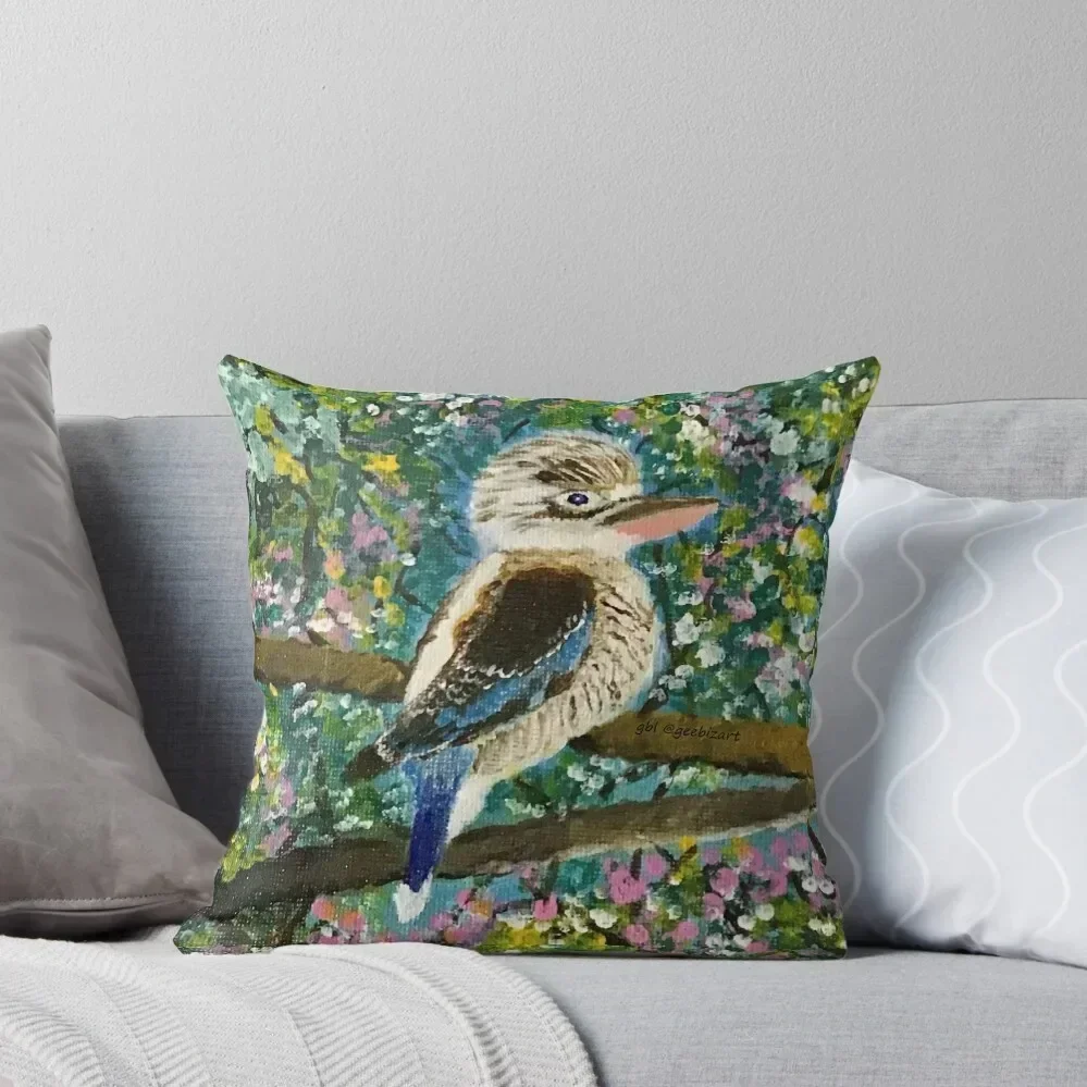 Kookaburras among colourful flowers Throw Pillow Christmas Pillows Pillowcases Cushion Covers Sofa pillow