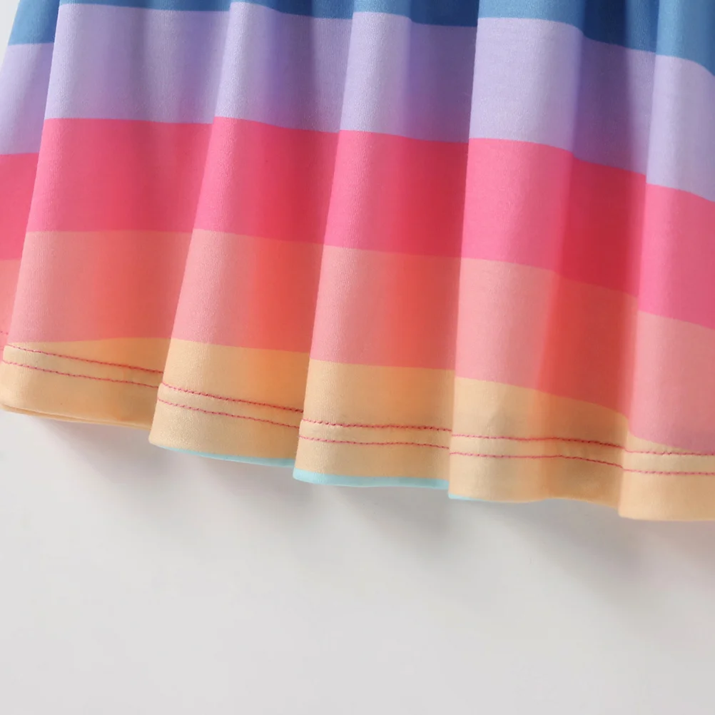

Rainbow Striped Dress Girls Toddler Clothes Baby Outfit Sleeveless for Kids Swing Child