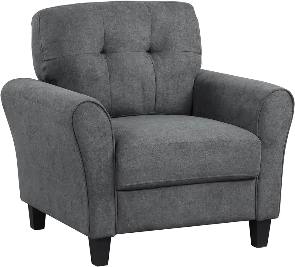 Giantex Modern Mid-Century Accent Chair - Linen Living Room Chair with Tufted Back, 7