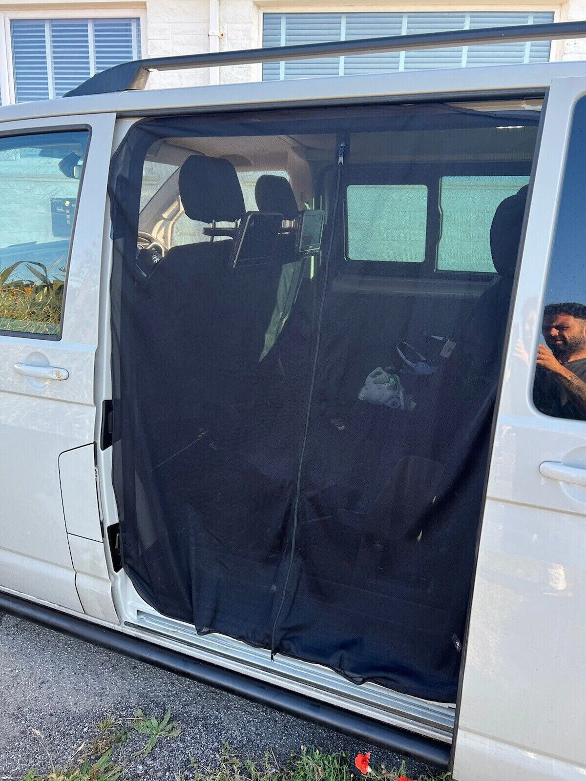 Vw T5 T6 슬라이딩 자동차 도어 커튼 마그네틱 모기장 통풍 플라이 스크린 방충 커튼 초미세 모기 방지 메쉬 썸네일 4