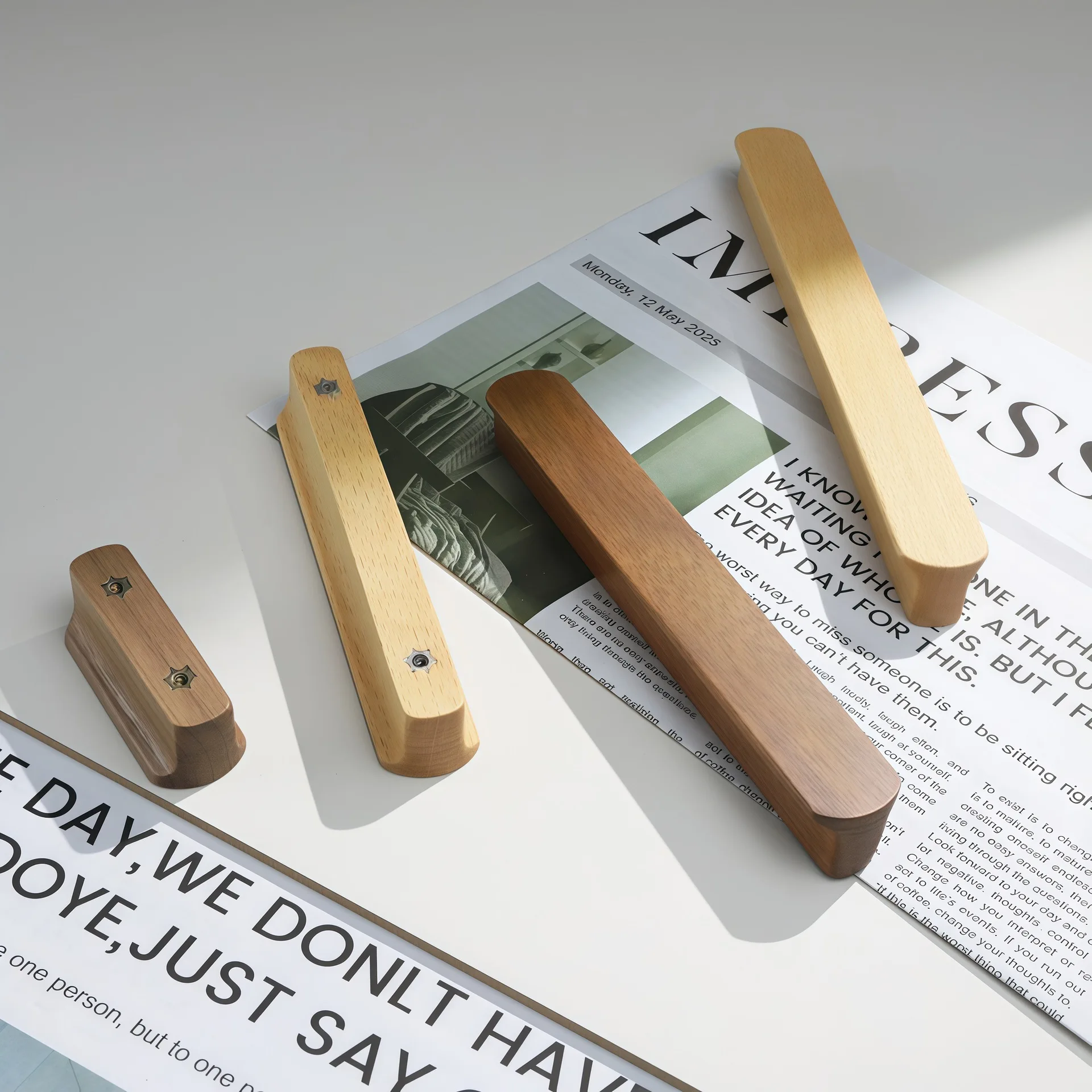 Solid Wood Walnut Cabinet Handles, Natural Wood Drawer Pulls, Original Wood Wardrobe Door Knobs, Furniture Wooden Hardware