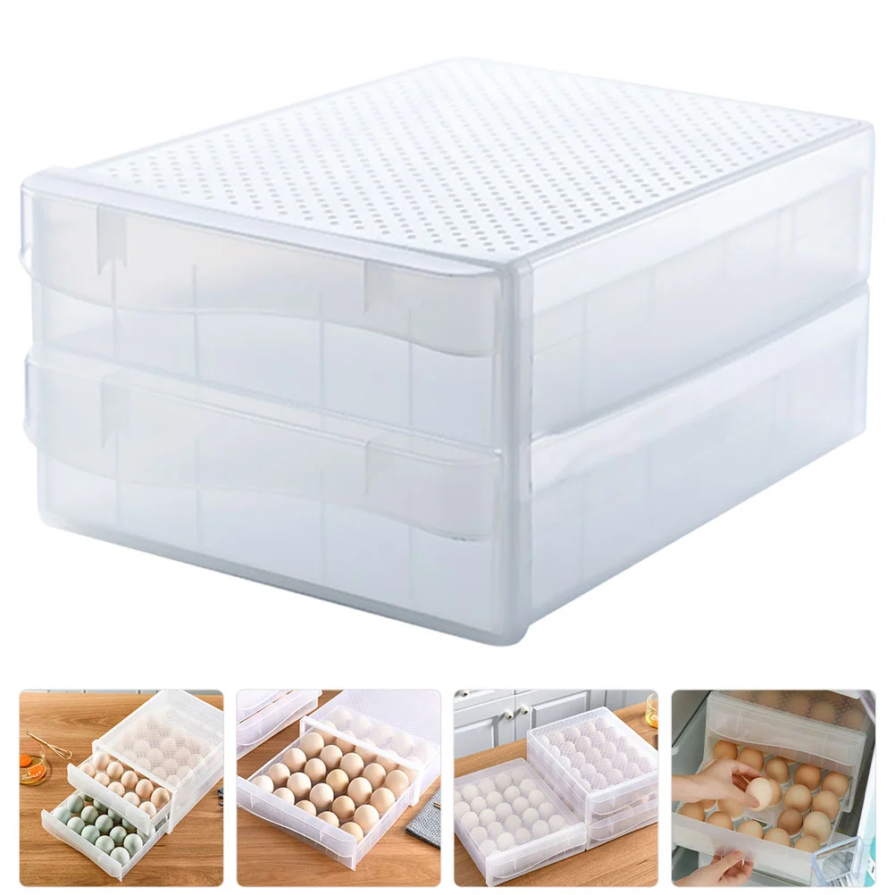 2 Pcs Refrigerator Egg Storage Box Accessory Household Container Transparent Holder Tray Kitchen White Reusable