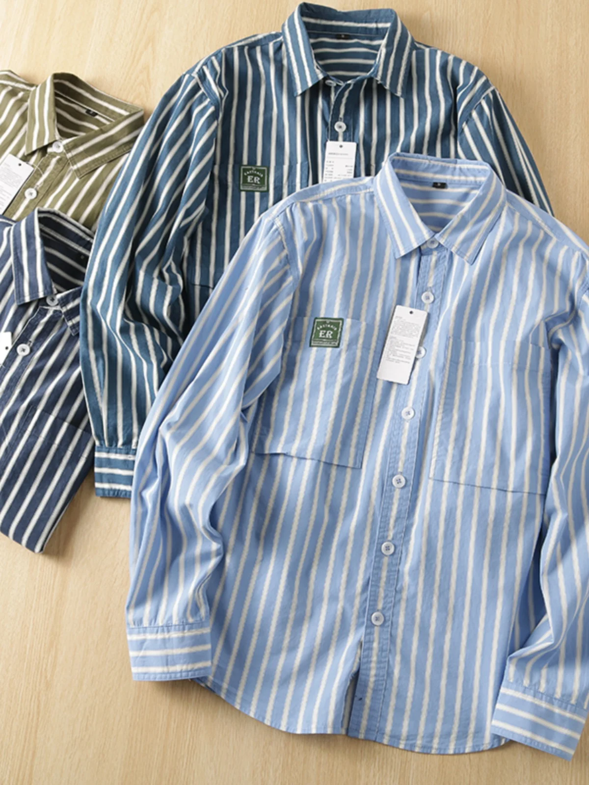 

Мужская весенняя полосатая хлопковая подставка Waed Cotton Work irt, мягкая, приятная для кожи, длинная подставка-свек, повседневная одежда
