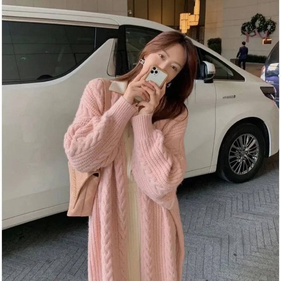 

Mid-Long Cardigans Unique Womens Spring Boxy Slim-Fitting Fur-Trim Boat Open-Front Knitted Waist-Cinching Asymmetric Fairycore