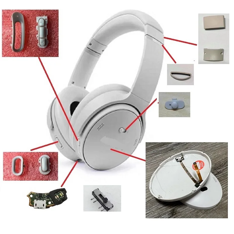 Repair Parts for Bose QuietComfort 45 QC45 Headphones,Power Switch,usbc charger port,Headphone replacement Ear cups Ear pads