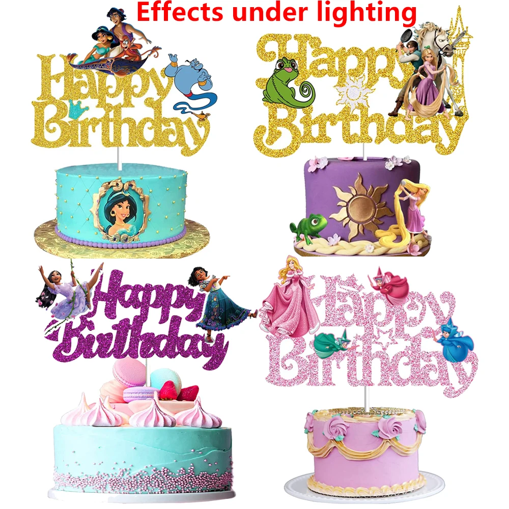 Disney Princess Aurora Isabella Jasmine Rapunzel Tiana Cake Topper Insert Party Supplies Cakes Party Decorations And Table Tools