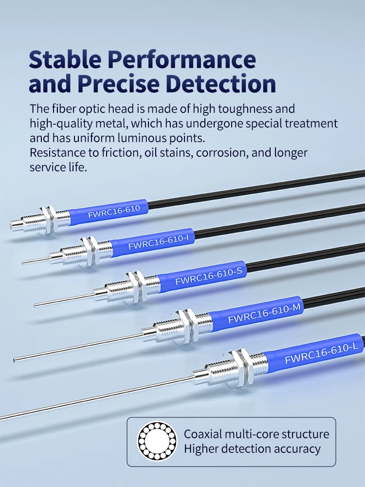 

FUWEI FWRC16-610 R10 M6 80mm Coaxial Bending Resistant Optical Fiber Sensor Diffuse Type for Enhanced Precision in Measurement