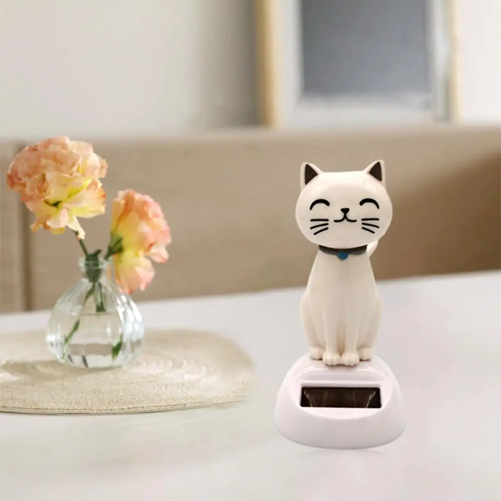 Solar Power Lovely Shaking Head Dancing Little Cat Figure Table Top Office Dashboard Display Bobble Head Doll Toys Trinket