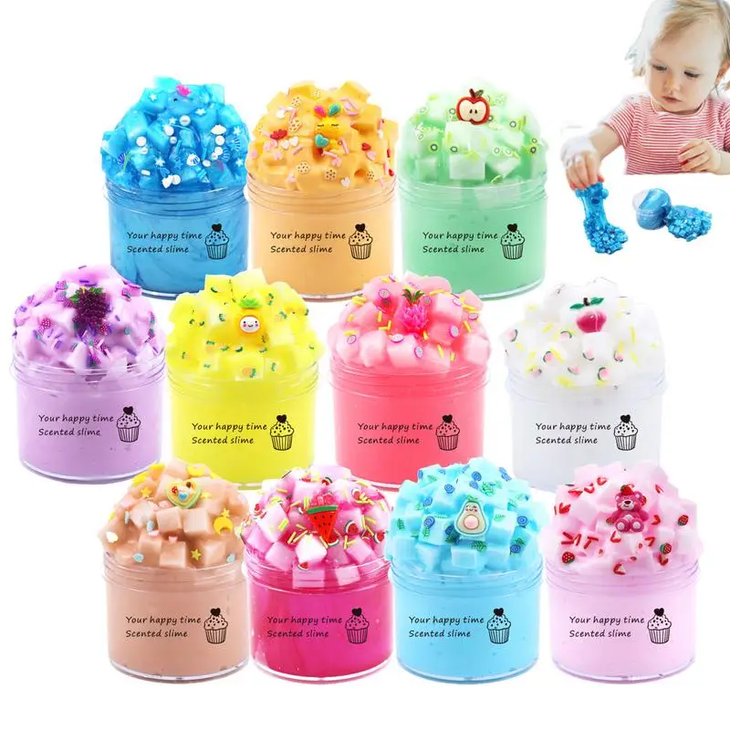 Jelly Cube Crunchy 11pcs Rich Colors Stress Relief Toy With Charm Non-Sticky Super Soft Stress Relief Sensory Toy For Girls And