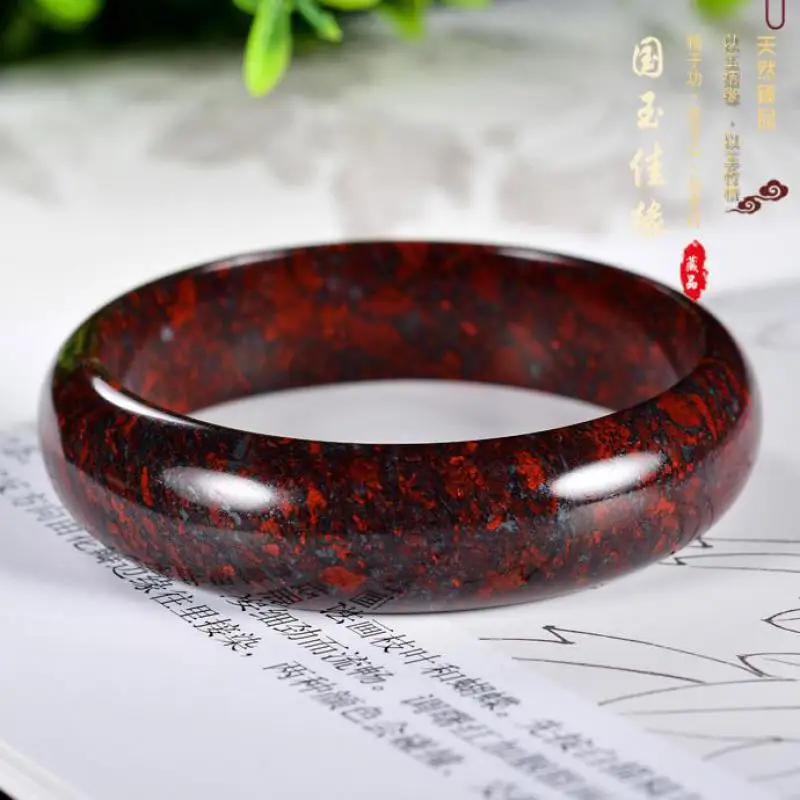 

Natural Bloodstone Jade Bangle Women Healing Gemstone Fine Jewelry Genuine Red Chicken Blood Jades Health Bangles Bracelet