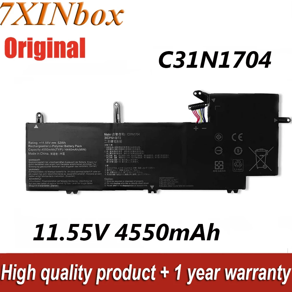 

7XINbox 11.55V 52Wh 4550mAh C31N1704 Original Laptop Battery For Asus ZenBook Flip 15 UX561UD Q535U Q535UD-BI7T11 Series