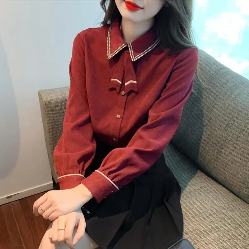 Women's Autumn and Winter Fashion Simplicity Long Sleeve Shirts Women Clothes Office Lady All-match Fashionable Temperament Tops