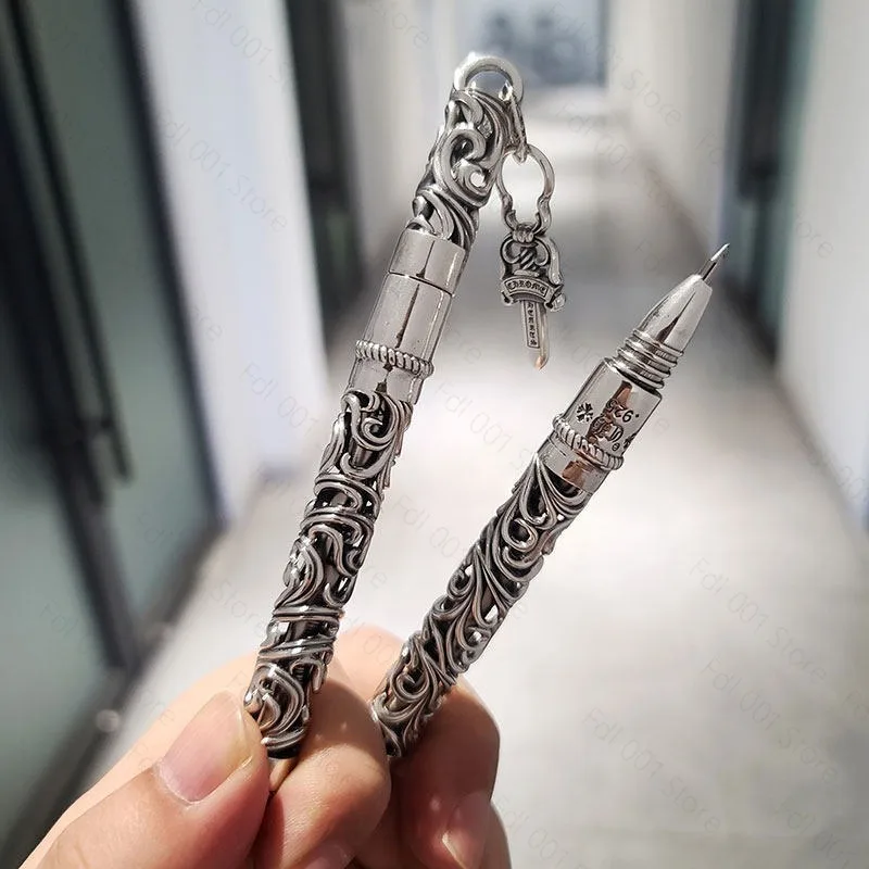 Vintage Cross Hollow Engraved Pen - Metal Ballpoint, High-end Business, Gender-neutral Gift