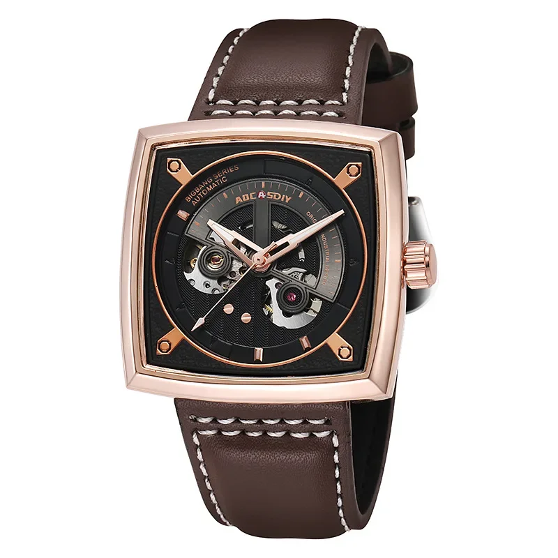 Orologio da uomo di lusso Tourbillon cavo Orologio meccanico automatico da uomo Orologio da uomo impermeabile con data e settimana in acciaio inossidabile