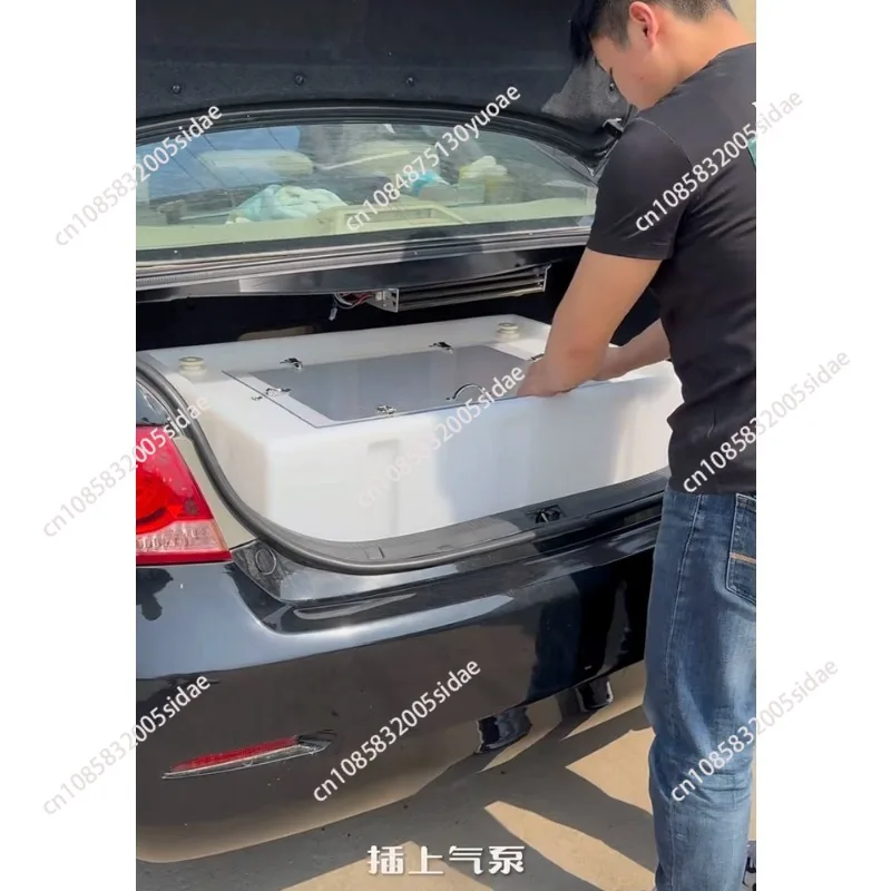Live Fish Transportation Tank Trolley Modified Anti Spill Horizontal Flip Trunk Fish Hatching Box for Aquatic Breeding