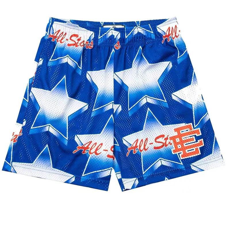 New Summer Eric Emanuel EE Basic Mesh Short Classic Floral Printed Gym Shorts Men's Gym Basketball Sports Beach Shorts