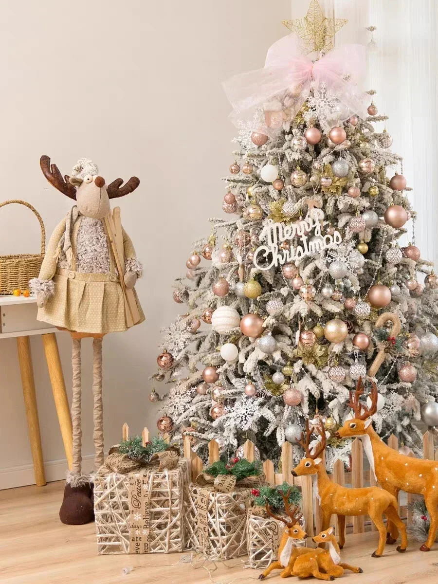 Flocking Christmas Tree Luxury Decoration Snow-Stained Christmas Scene Decoration Home