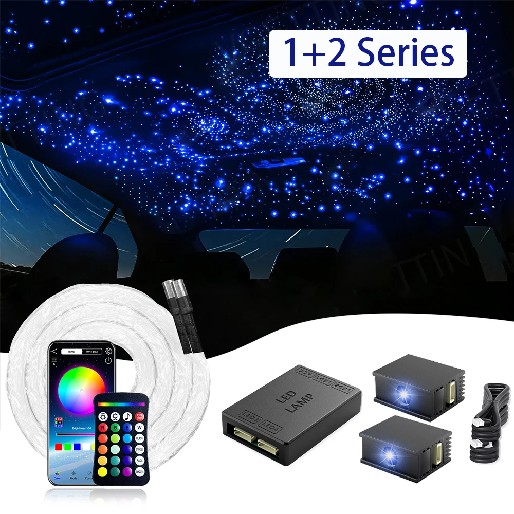 RGBW 1+2 Split Machine Car Roof Star Light APP Control Fiber Optic Star Ceiling Light Starry Sky ceiling for Car Home