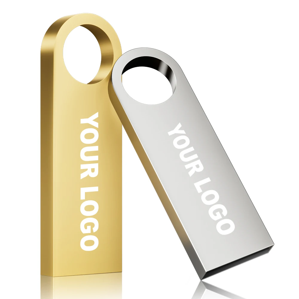 Free Custom Logo USB Flash Drive Pen Drive 8GB 16GB 32GB 64GB 128GB Metal Pendrive Card Memory Stick Drives U Disk with Key Ring