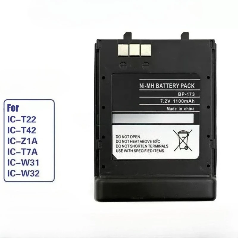 New BP-173 BP-180 7.2V 1100mAh Ni-MH Rechargeable Battery for Icom IC-T22 IC-T42 IC-Z1A IC-T7A IC-W31 IC-W32 Walkie Talkie