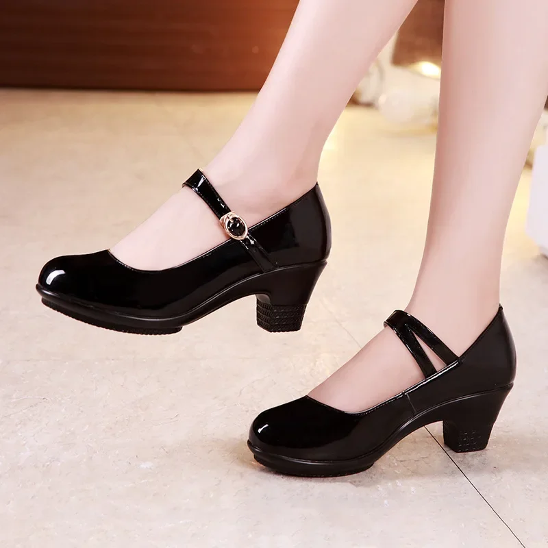 5cm 7cm Small Size 32-43 Shallow Thick Bottom Platform Pumps Women Mary Janes 2024 Med Block Heels Shoes Red Wedding Office Mom