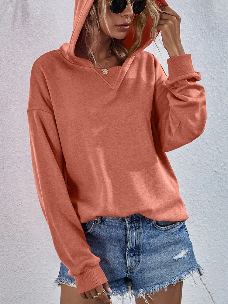 

Autumn Oversized Hooded Women Sweatshirt Solid Color Long Sleeve Tops Female Casual Loose Sweatshirts Fashion Clothing Hoody