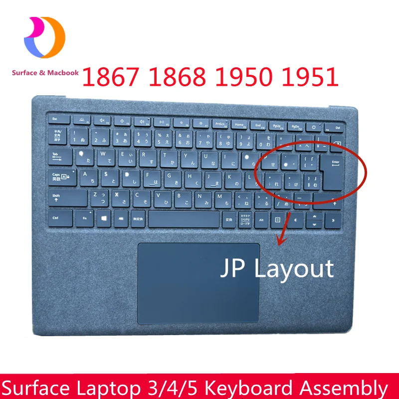 

Верхний чехол с клавиатурой для ноутбука Surface 3, 4, сборка клавиатуры 1867 1868 1950, кобальтовый синий, 13,5 дюйма, макет JP