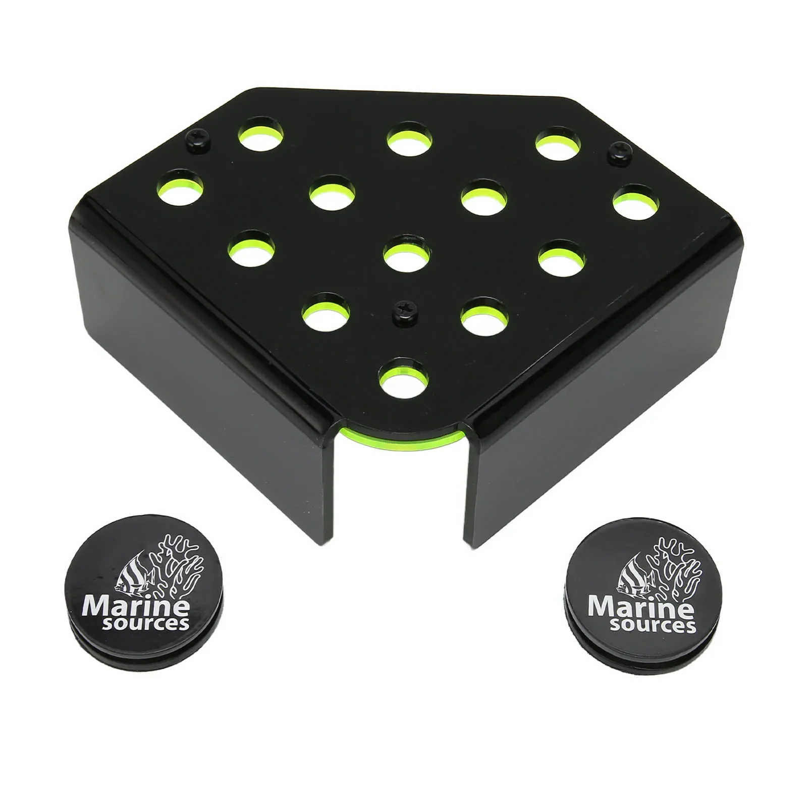 Fluorescent Green Coral Frag Holder 13 Holes Double Layers Acrylic Coral Frag Rack with Magnetic Suction for Fish Tank