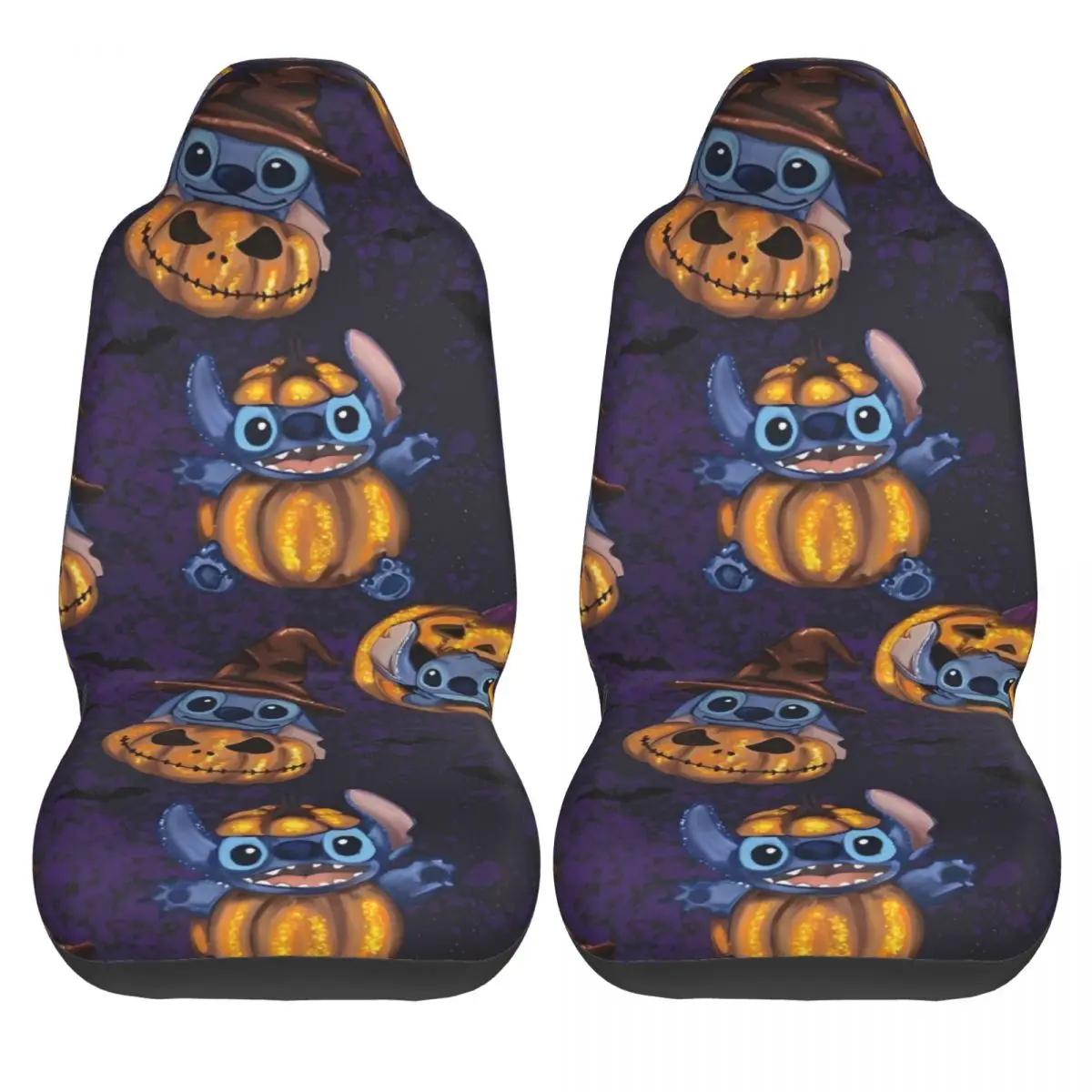

Чехлы на автомобильные сиденья Stitch Halloween, 2 шт., кавайные автомобильные чехлы на сиденья, полиэстеровый защитный чехол для грузовика