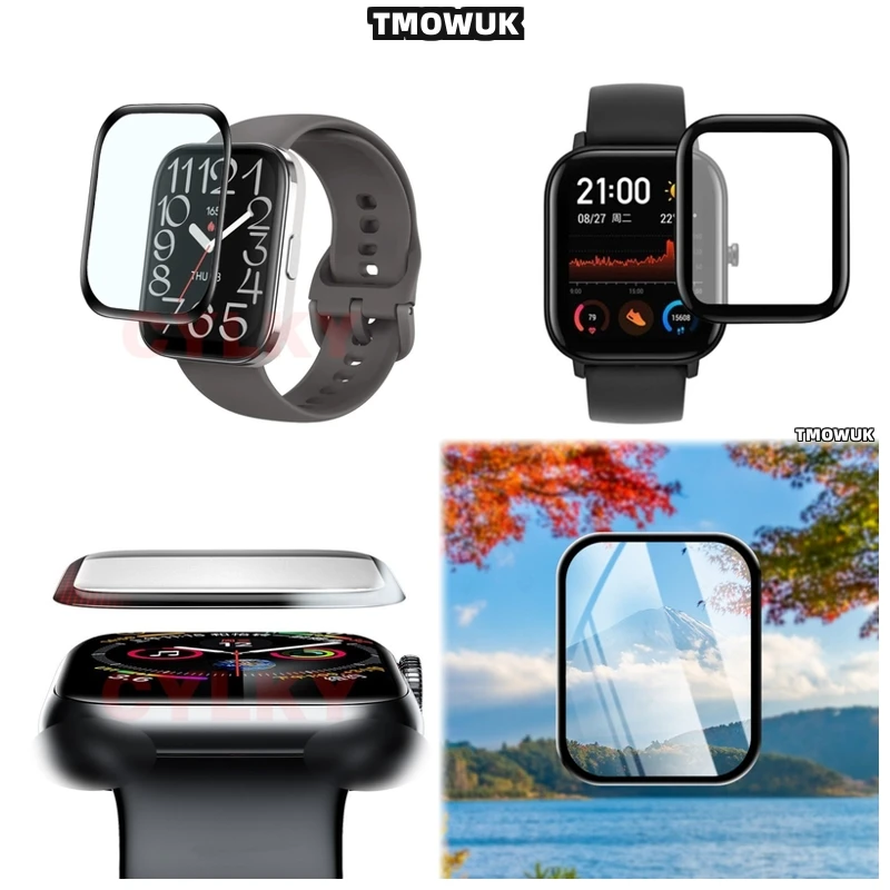 

For Amazfit BIP 3 5 6 U Pro Active Unity GTS 2E 2 3 4 MINI, Unmatched Full Coverage Screen Protector With Curved Edges