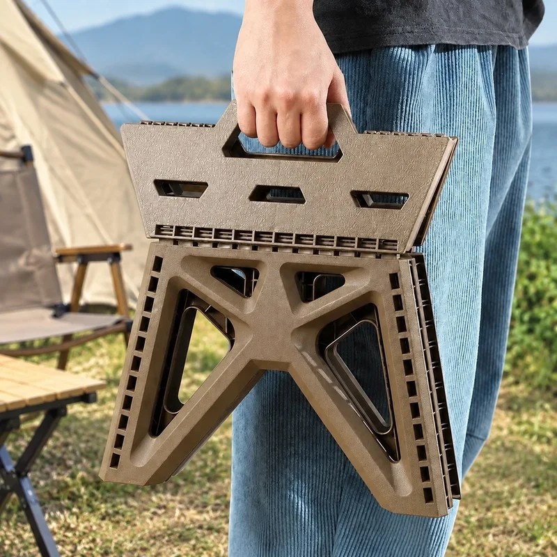 Portable Folding Stool with Strong Support, Rugged Build Ideal for Outdoor Camping, Fishing, and Beach Use