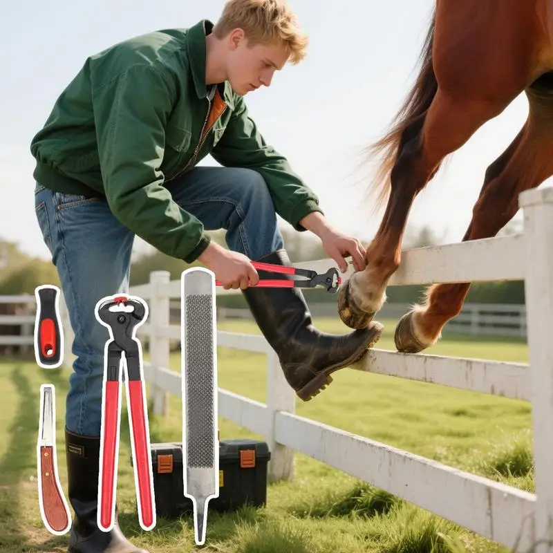 Recortador de pezuñas de cabra, herramientas de recorte de vacas, juego de palma de uñas multifuncional ergonómico para el cuidado y el corte equino