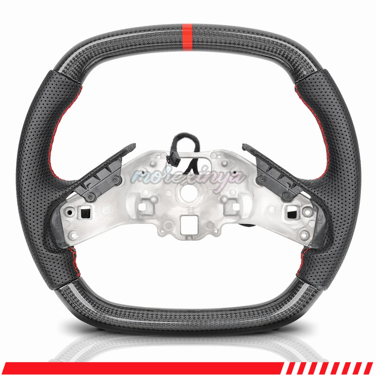 

Real Carbon Fiber Steering Wheel For Chevrolet Corvette C8 Z06 ZR1 2020-2024 Perforated Leather Grips With Heated