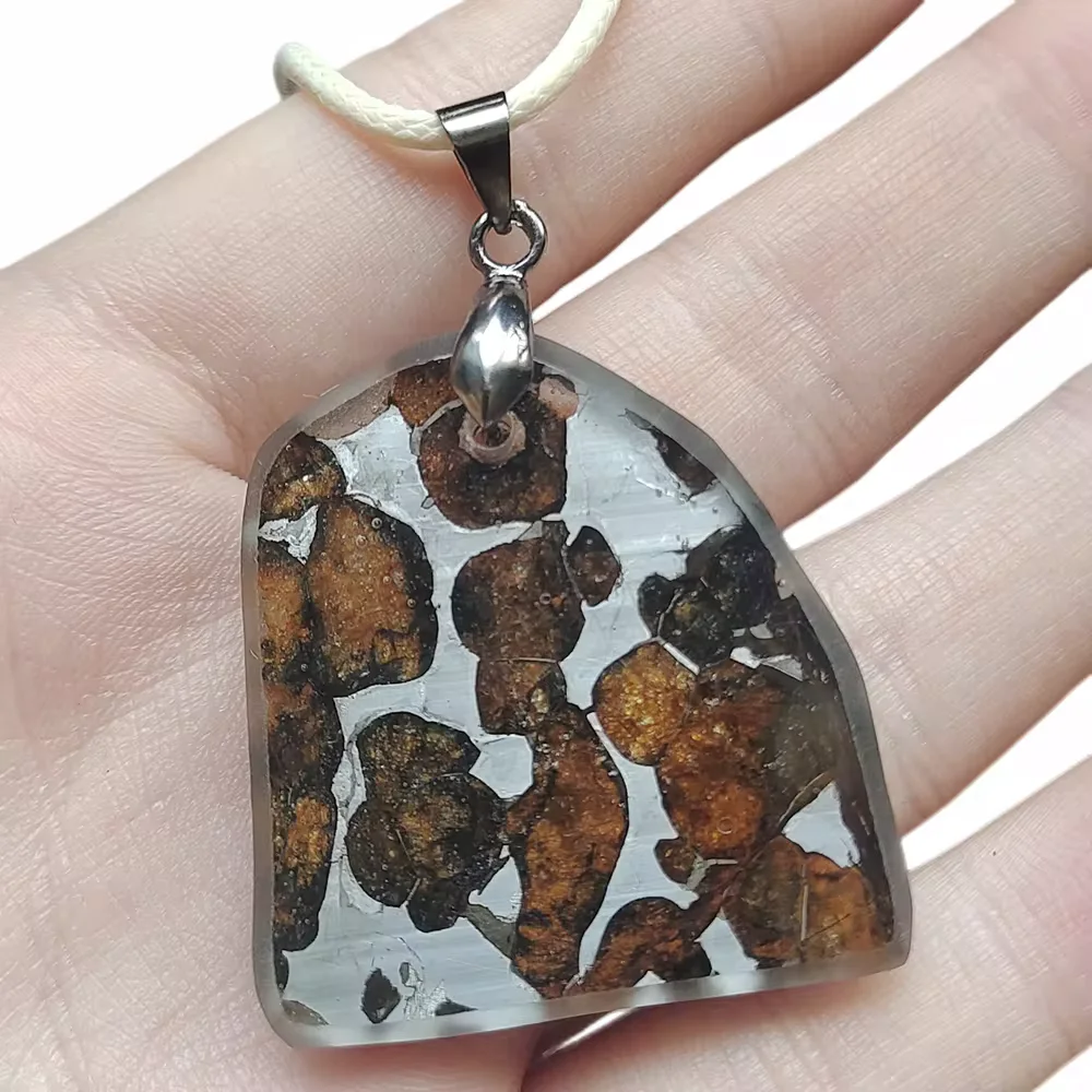 11.4g Brenham Olive Meteorite manual Pendant Olive Meteorite Natural Olive Meteorite Necklace Pendant Specimen Collection- TB54