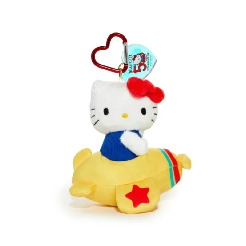 

Kawaii Sanrio Hello Kitty Airplane Plush Doll Cute Backpack Pendant for Girls KT 50th Anniversary Plush Keychain Christmas Gift