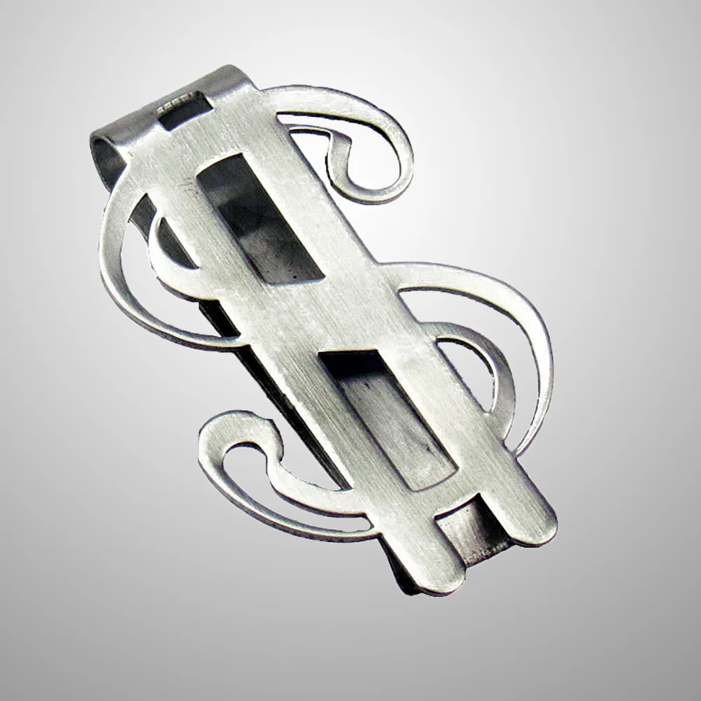 1pcs Stainless Steel Money Wallet Clips Dollar Sign Shape Banknote Clips Metal Money Folder Credit Holder