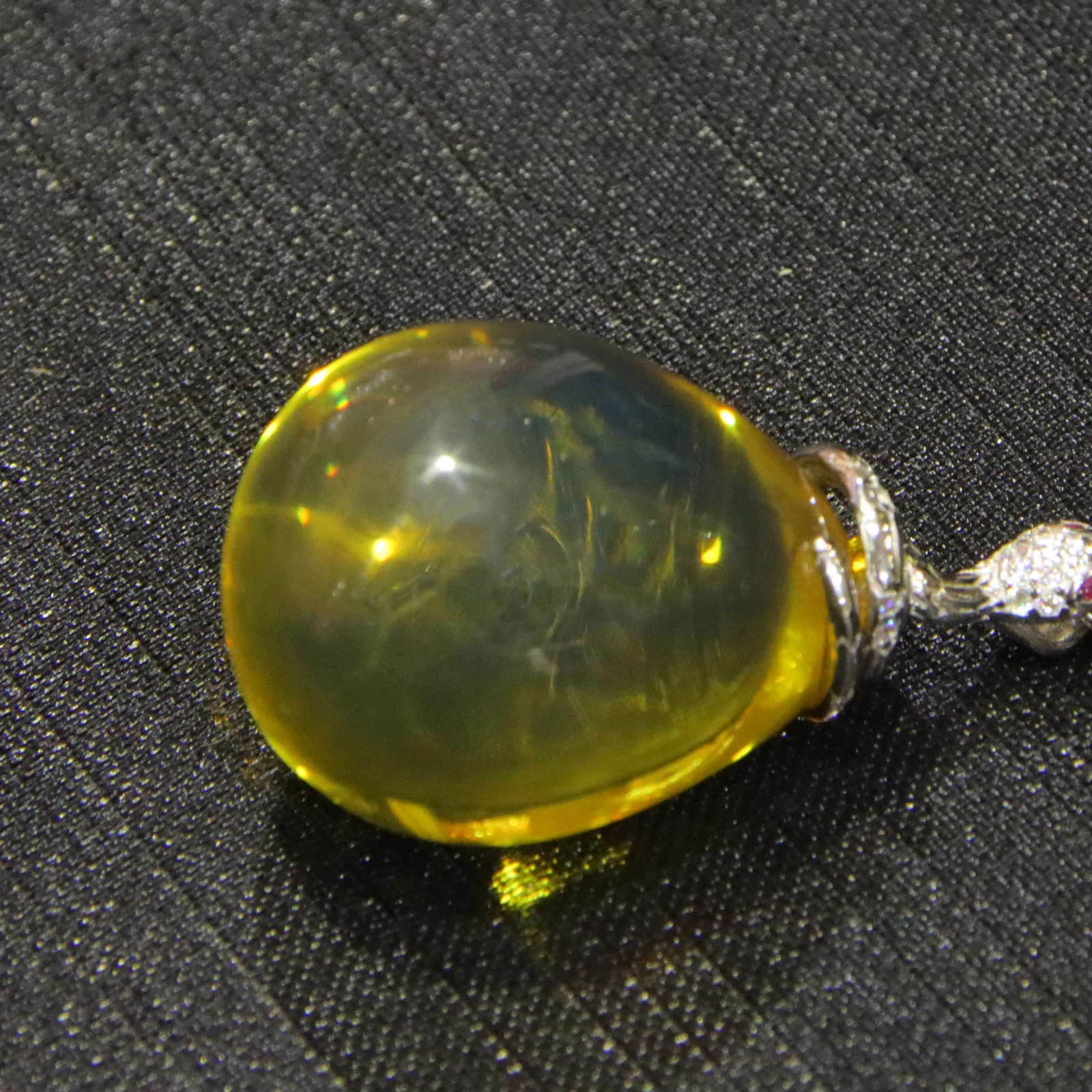 Mexican Blue Amber Sterling Silver Pendant 18.3mm Round Bead Handmade Jewelry Gift