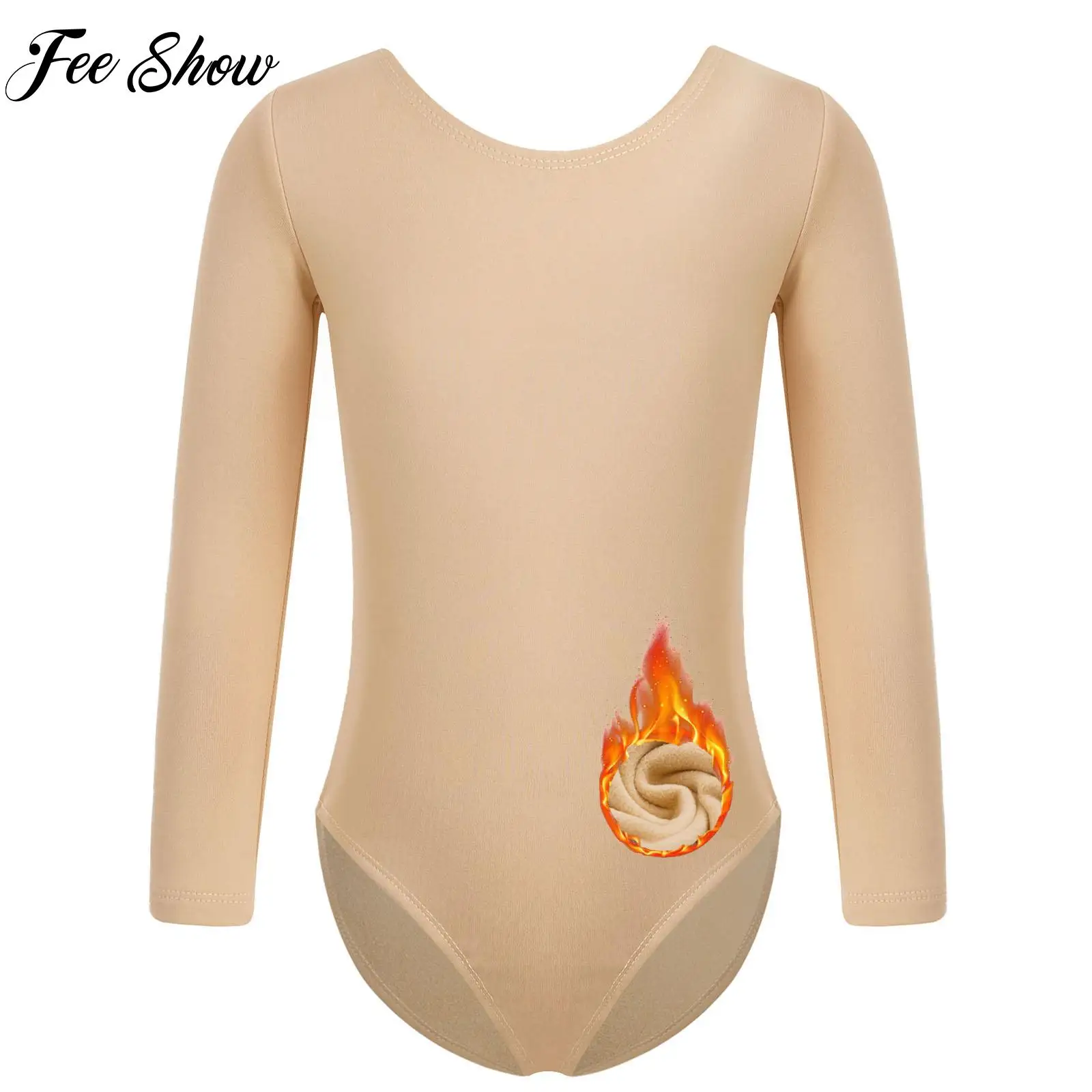 

Child Girls Ballet Gymnastics Leotards Exercise Warm-up Jumpsuit Ballet Dance Performance Fashion Costumes Fleece-Lined Bodysuit