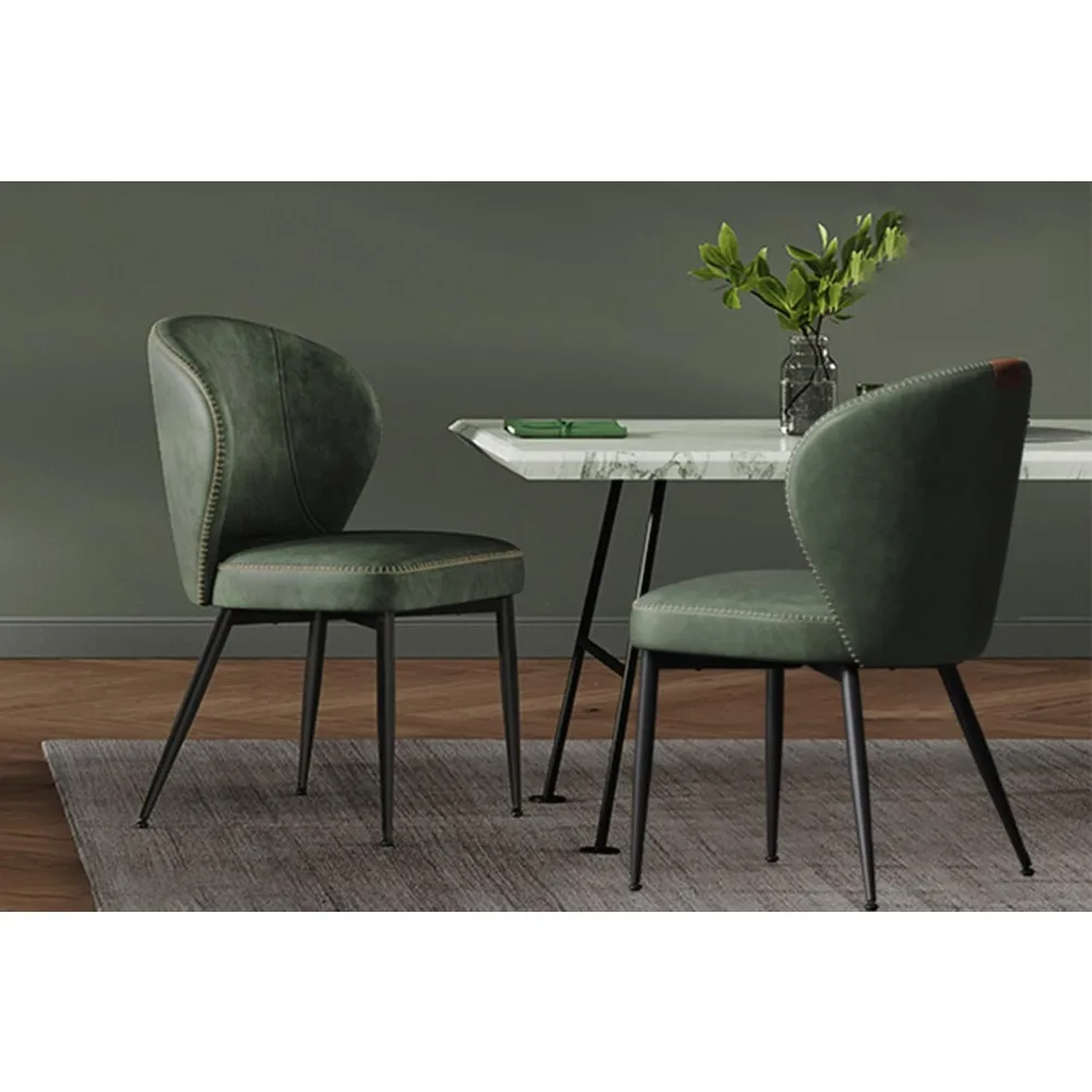 Collection - Dining Chairs Set of 2, Upholstered Kitchen Chairs, Comfortable Seat, Synthetic Leather with Stitching,