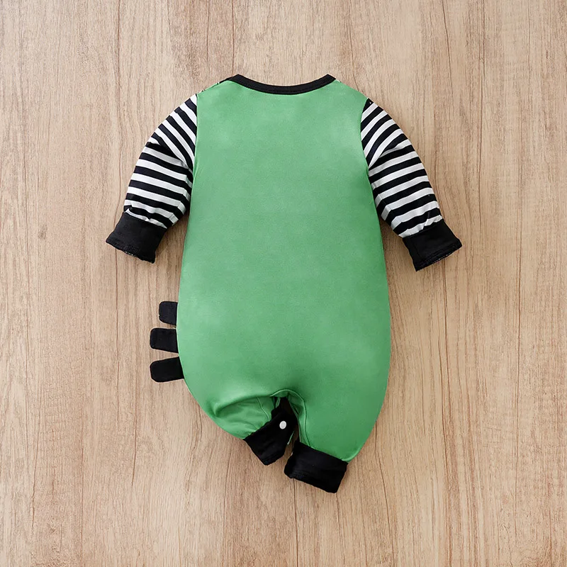 Newborn baby spring and autumn leave 2 pieces braces, long-sleeved cartoon stripe zebra round neck soft and comfortable one-piec