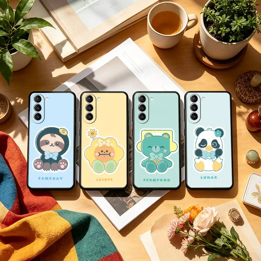 Lovely G-GMMTV M-Mascots Cartoon Phone Case Black Silicone Soft For Samsung S26,S25,S24,S23,S22,S21,S30,Ultra,Plus,Fe,Lite