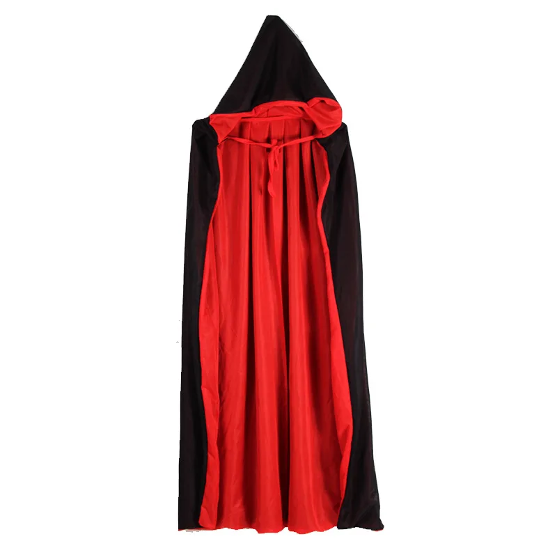 Cape d'halloween Double couche rouge noir, Cape Double face pour Grim Reaper Vampire, Costume de Cosplay pour enfants et adultes