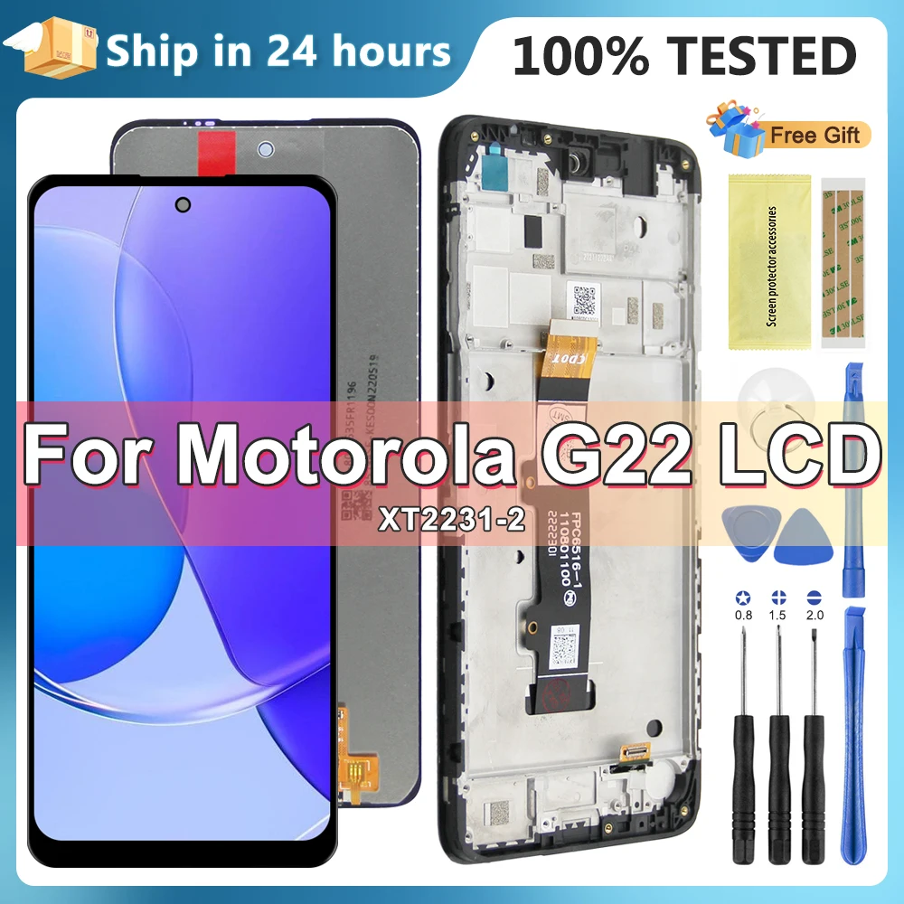 Screen for Motorola Moto G22 XT2231-2 Lcd Display Digital Touch Screen with Frame Assembly for Moto G22 Screen Replacement