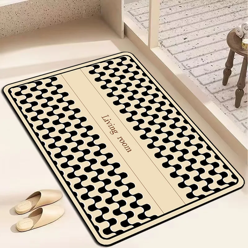 

Vintage Contrast-Color Diatomite Mat Hyper-Absorbent Rapid-Drying for Bathroom Shower & Vanity Sink