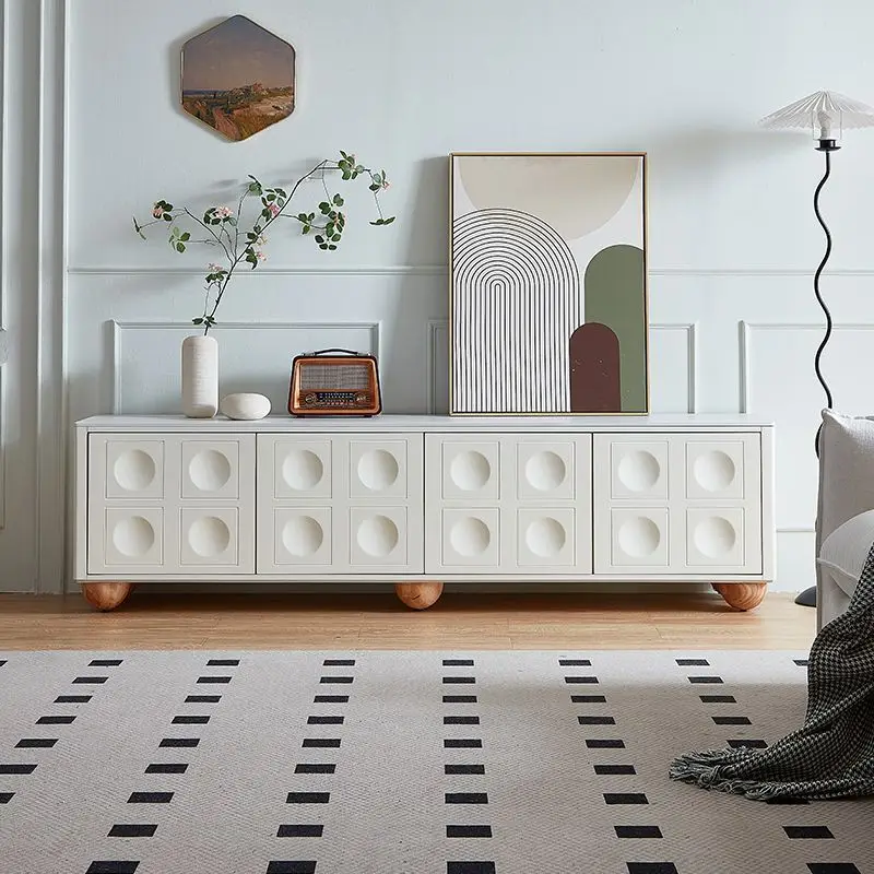 

premium French TV cabinet minimalist retro style cabinet storage light luxury حامل شاشة تلفزيون متحرك tv board furniture storage